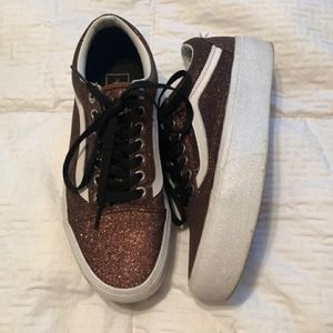 Platform Glitter old skool vans shoes W9